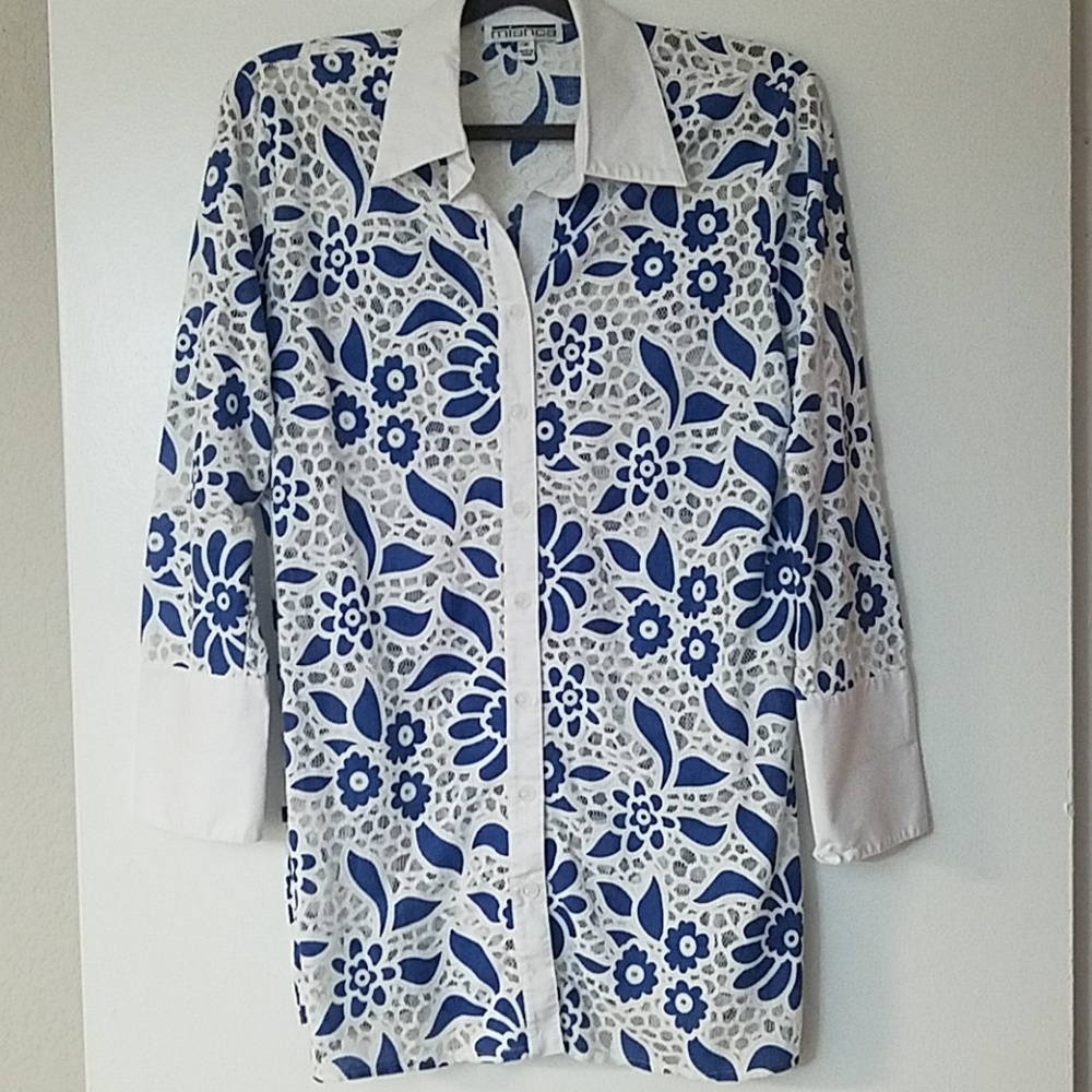 Sheer floral lace blouse